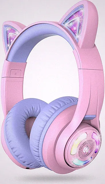 iClever Kinder Bluetooth Kopfhörer, BTH13 Katzenohr LED beleuchtet m, lila