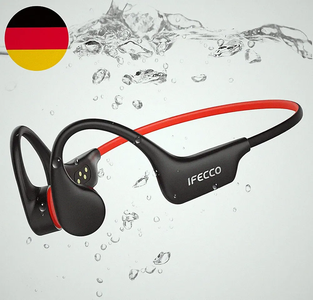 IFECCO Knochenschall Kopfhörer Schwimmen IP68 Wasserdichte Mp3-Player 8GB