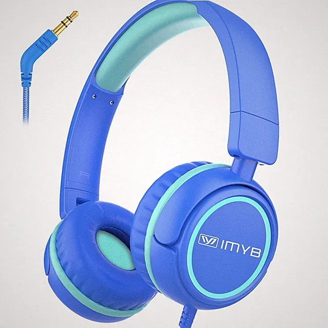 IMYB Kinderkopfhörer Blau, Faltbar, Stereo Sound, 3,5 mm Klinke, für Schule