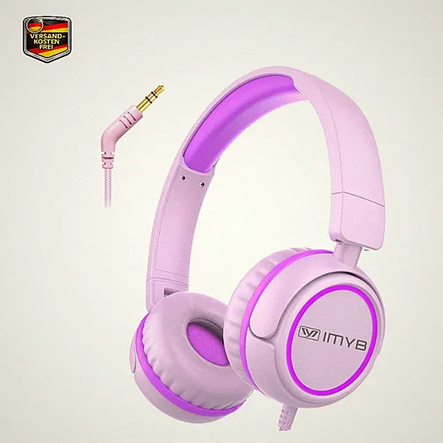 IMYB Kinderkopfhörer Rosa Faltbar Mit Kabel 3,5 mm Klinke Stereo Sound 113 g