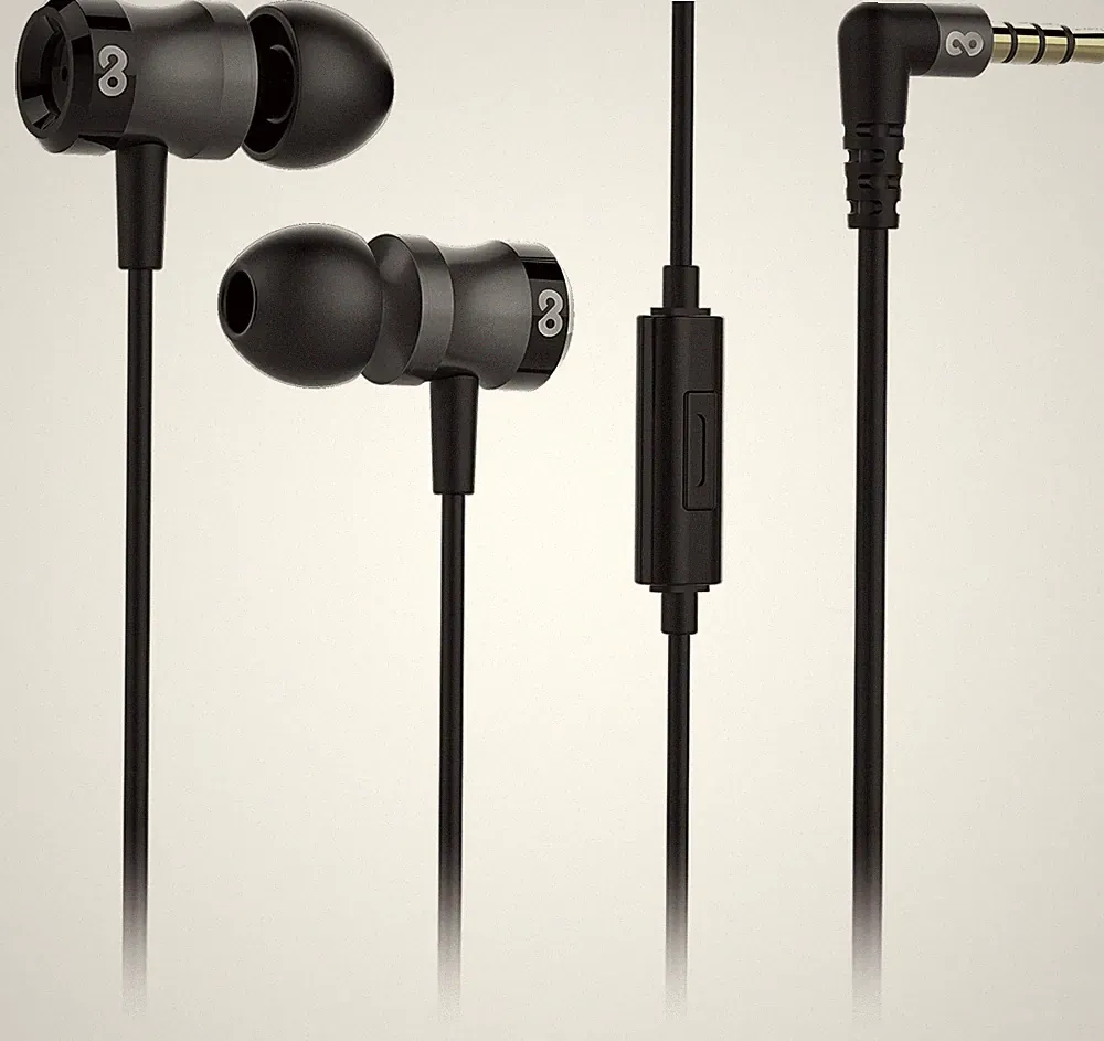 In Ear Alu Kopfhörer Ohrhörer Smartphone MP3 Headset Mikrofon 3,5mm schwarz grau