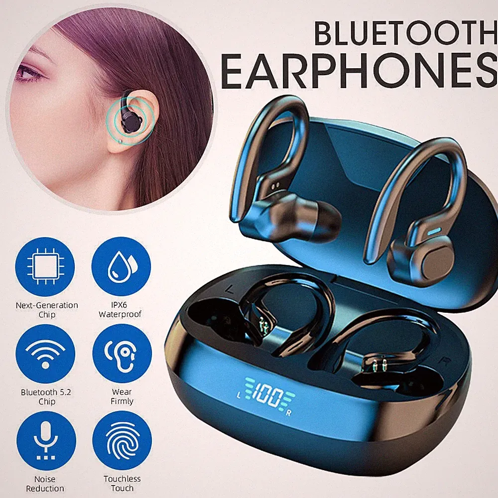 In Ear Bluetooth 5.3 Kopfhörer Ohrbügel Kabellos TWS Sportkopfhörer mit Mikrofon
