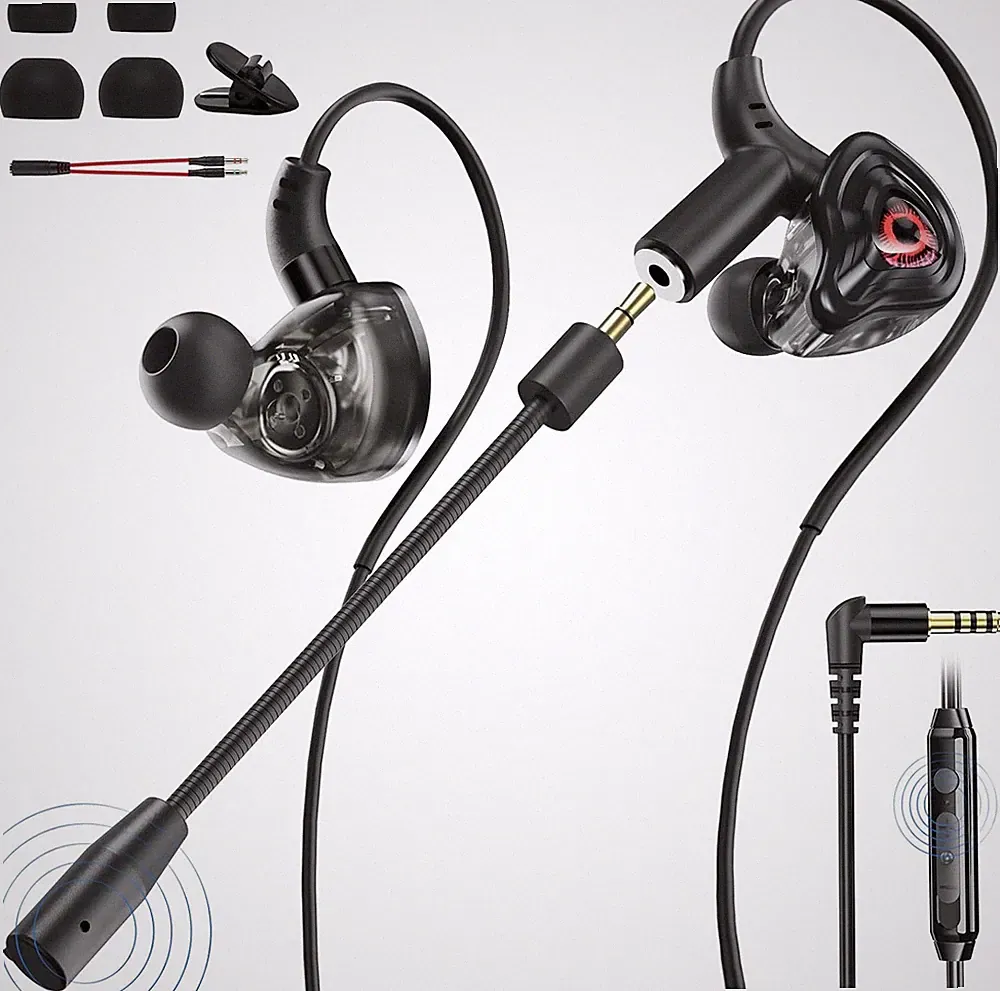 In Ear Gaming Headset Kunststoff 3,5mm Kabel Mikrofon Geräuschunterdrückung