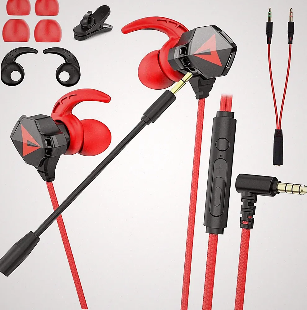 In-Ear Gaming Kopfhörer Kabel Mikrofon 3,5mm Lärmminderung Stereo-Bass für PC
