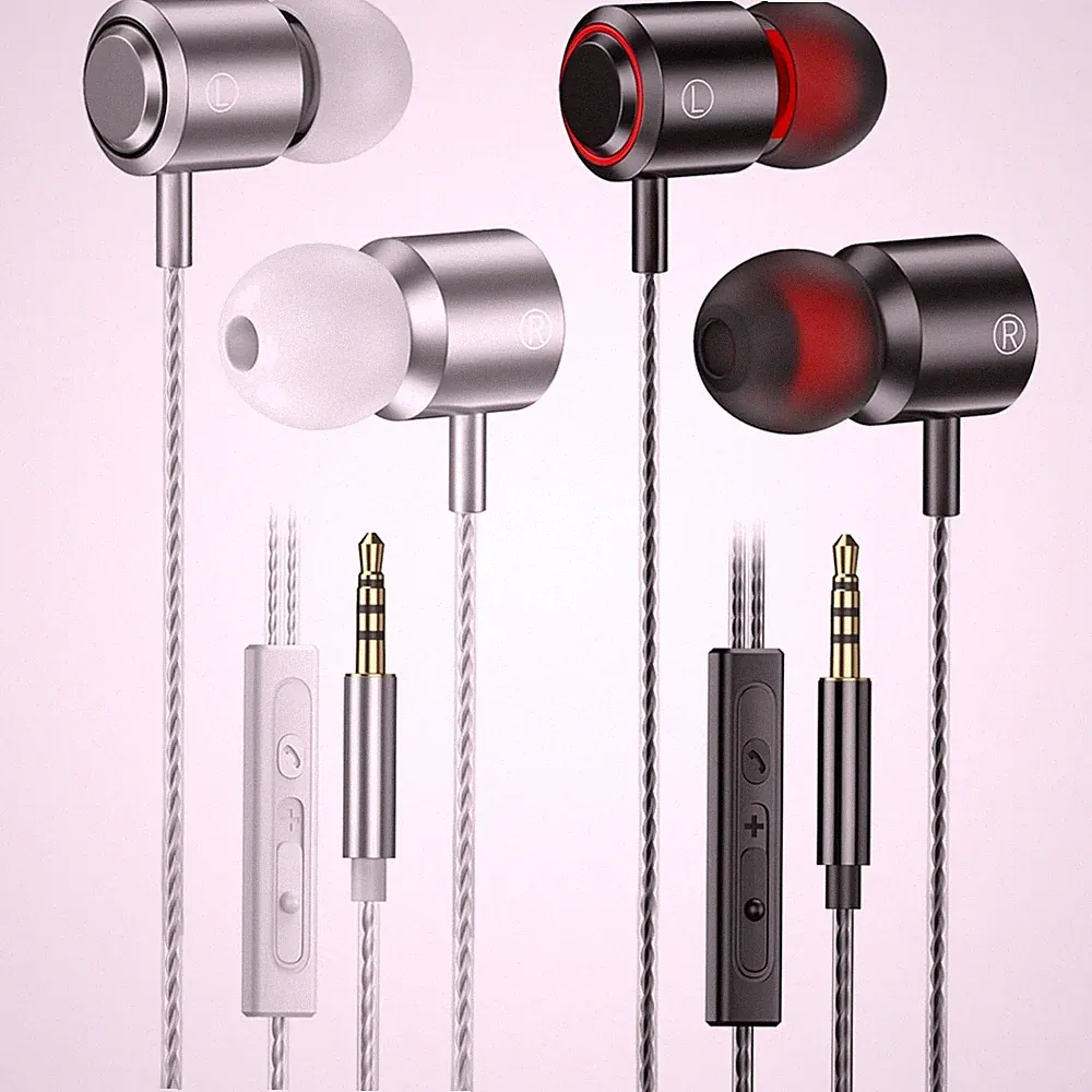 In Ear Kabel Kopfhörer Stereo Mikrofon Lautstärkeregler 2er Set schwarz weiß