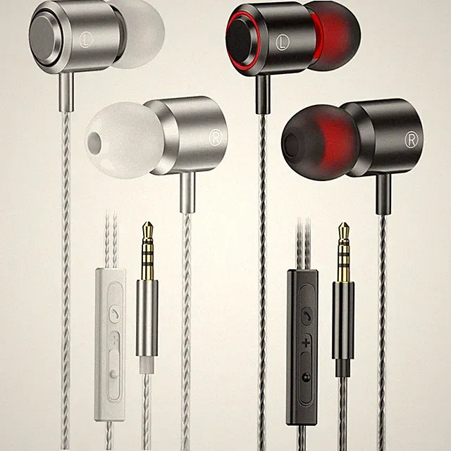 In Ear Kopfhörer Kabel, 2er Set, Mikrofon, Lautstärkeregler, Stereo, 3,5mm