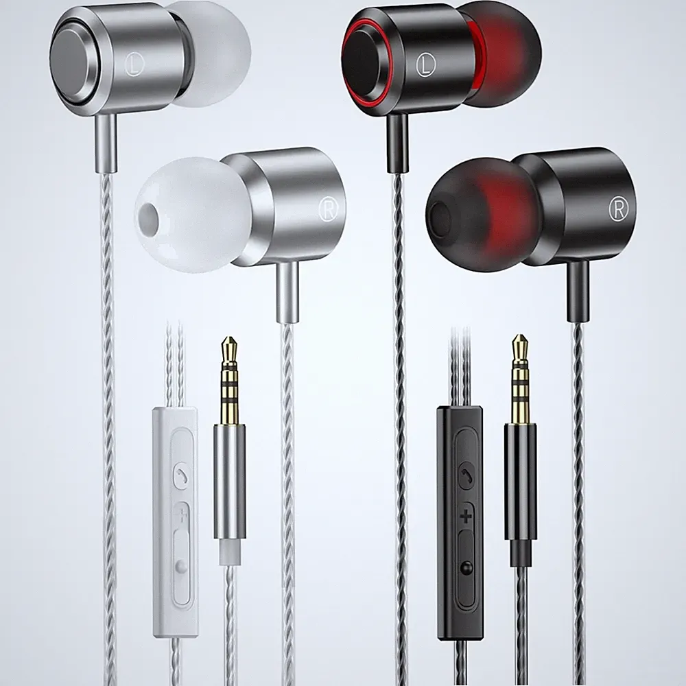 In Ear Kopfhörer Kabel 2er Set Mikrofon Lautstärkeregler Stereo Universal