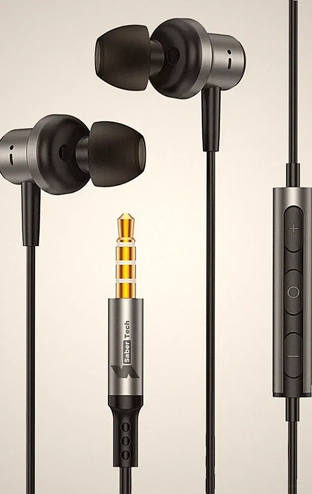 In-Ear Kopfhörer Kabel 3,5mm Schwarz Geräuschisolierung Musik Laptop Handy