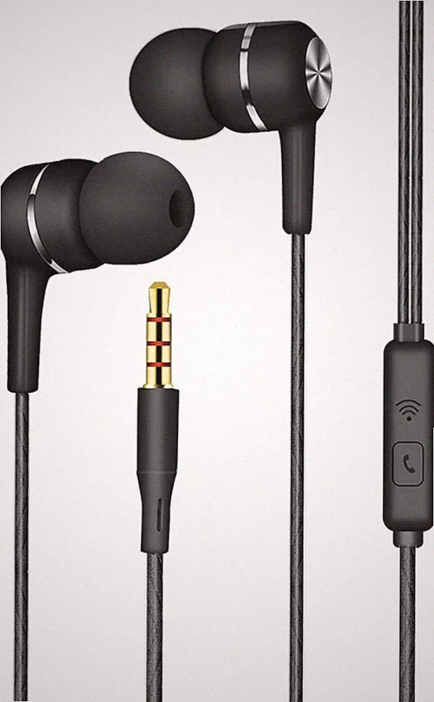 In-Ear Kopfhörer Kabel 3,5mm Schwarz mit Mikrofon Lautstärkeregler HiFi Klang