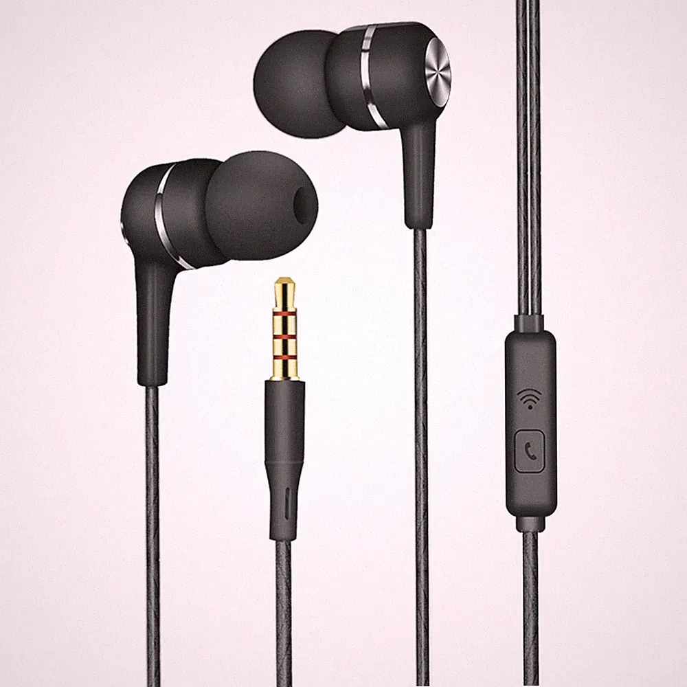 In-Ear Kopfhörer Kabel 3.5mm Stereo Mikrofon Lautstärkeregler Schwarz