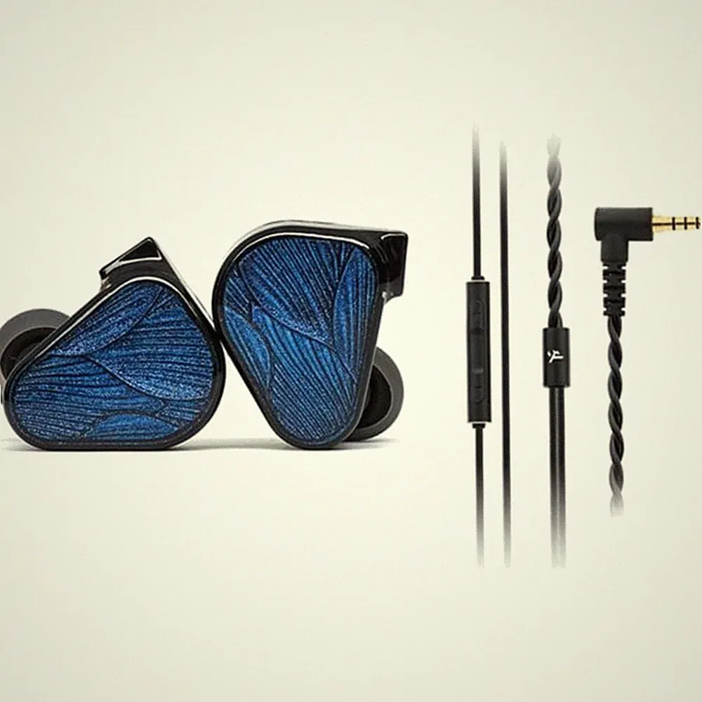 In-Ear-Kopfhörer Kabel, Gaming, Anrufe, Blau, dynamische Treiber, Mikrofon