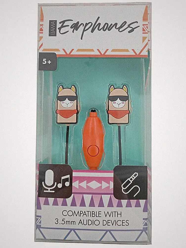 In-Ear Kopfhörer Lama Motiv mit Mikrofon 3,5mm Klinke Kinder bunt