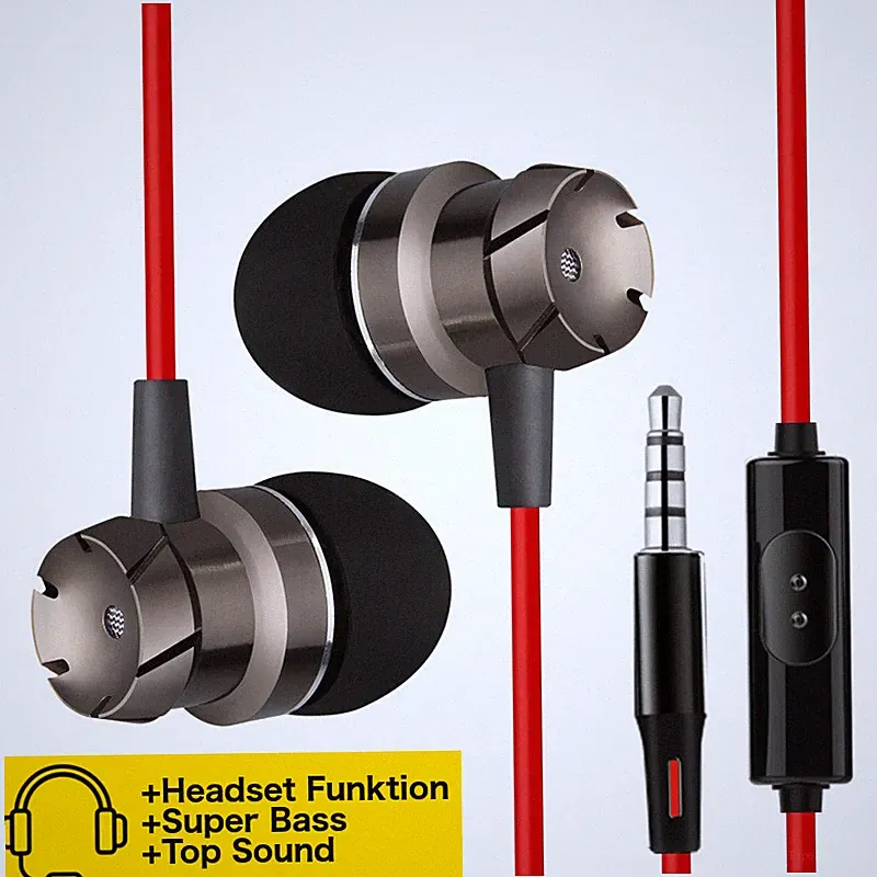 In-Ear Kopfhörer + Mikrofon Ohrstöpsel Headset Huawei Samsung HTC Bass Klang NEU