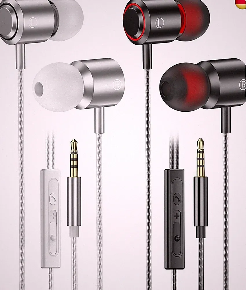 In Ear Kopfhörer mit Kabel, 2-er Kopfhörer mit Mikrofon und Lautstärkeregler, St
