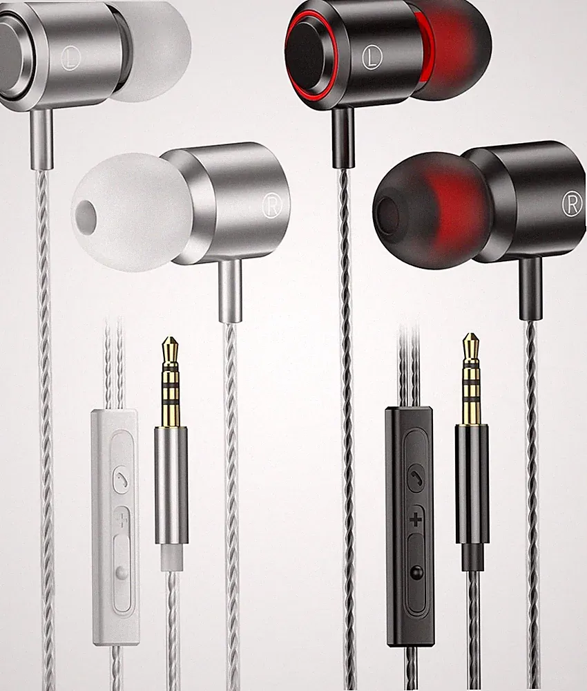 In-Ear Kopfhörer mit Kabel 2er Set Mikrofon Lautstärkeregler 3,5mm 2 Stück