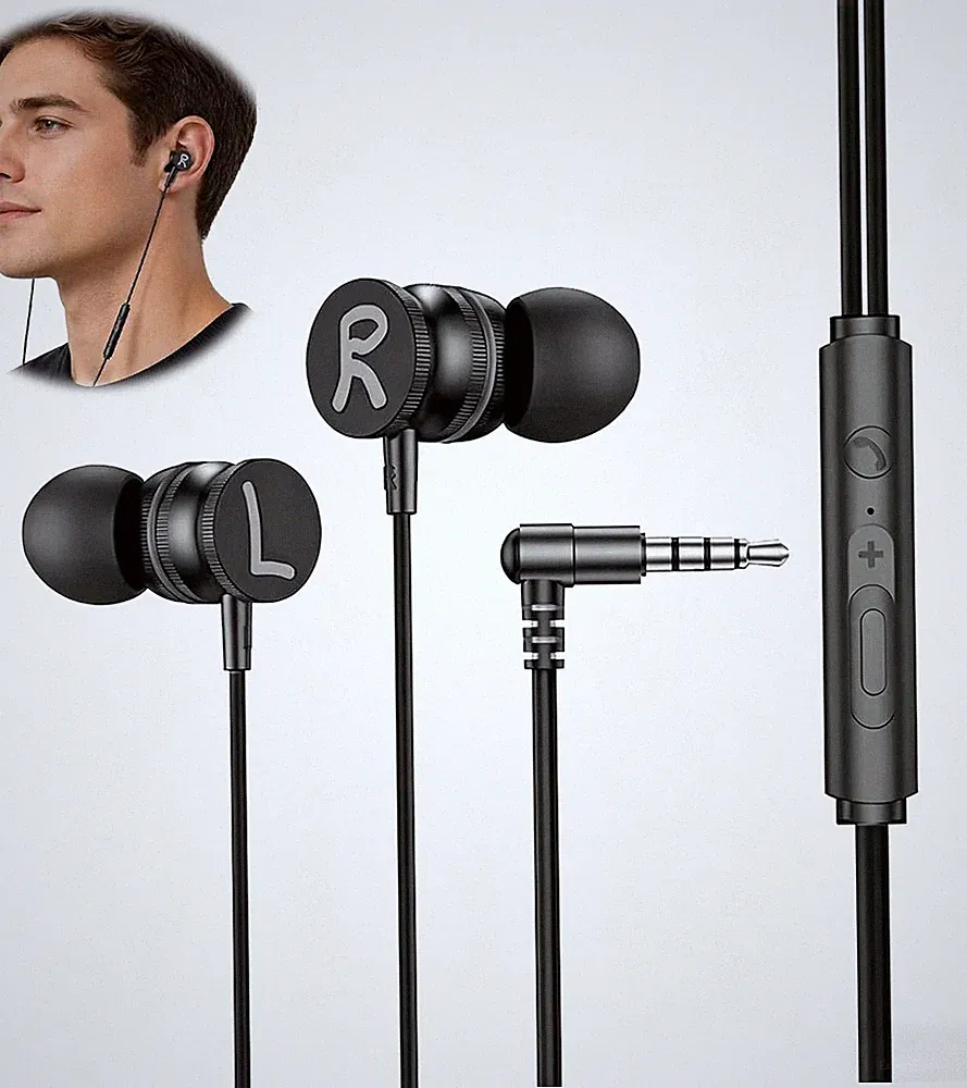 In Ear Kopfhörer mit Kabel 3,5 mm Klinkenstecker Schwarz, Geräuschabschirmung