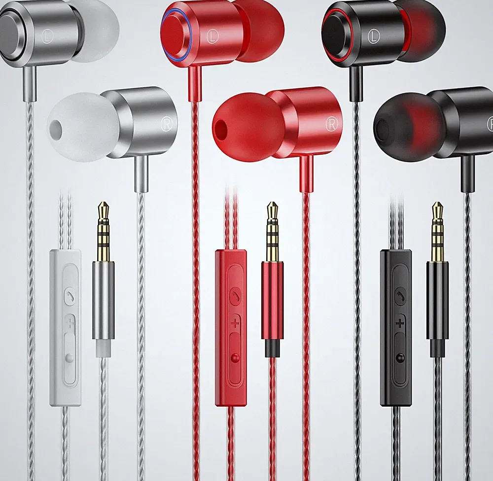 In Ear Kopfhörer mit Kabel 3er Set mit Mikrofon und Lautstärkeregler Stereo Leic