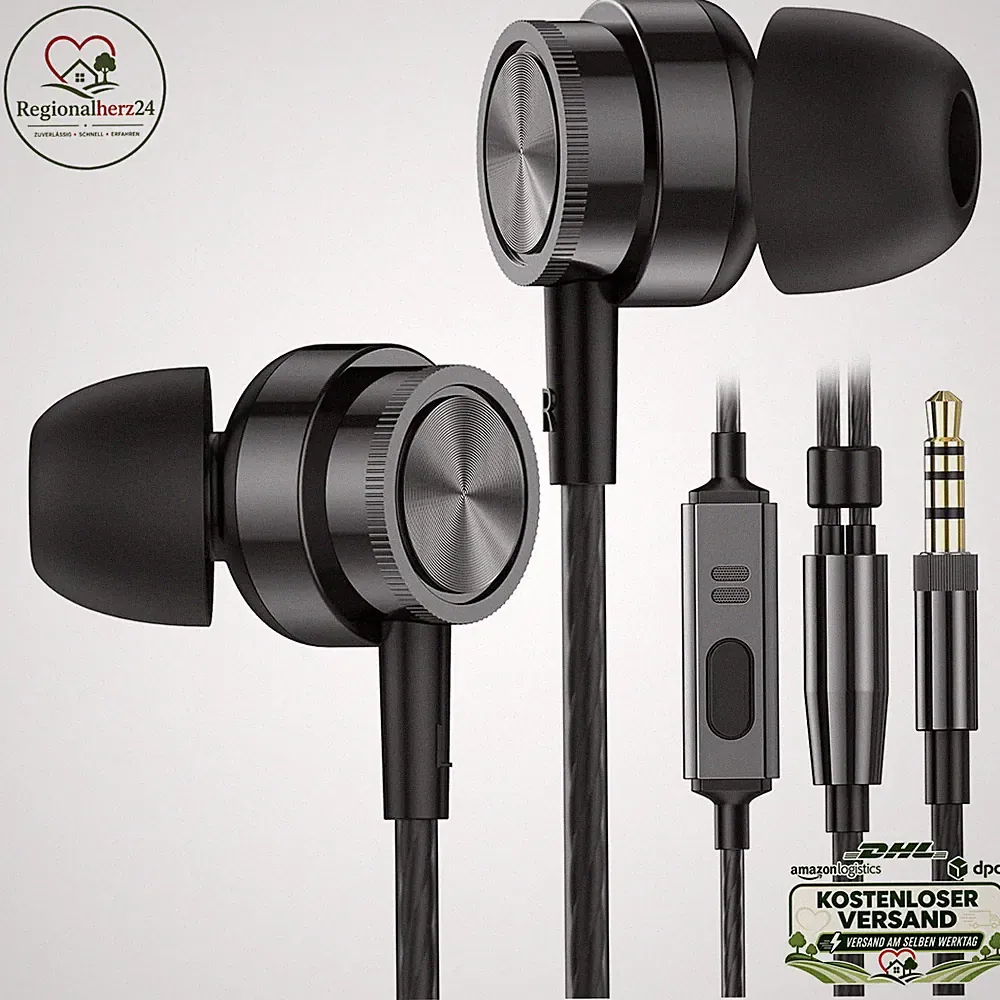In-Ear Kopfhörer mit Kabel Mikrofon Geräuschunterdrückung HiFi Klang 3,5mm