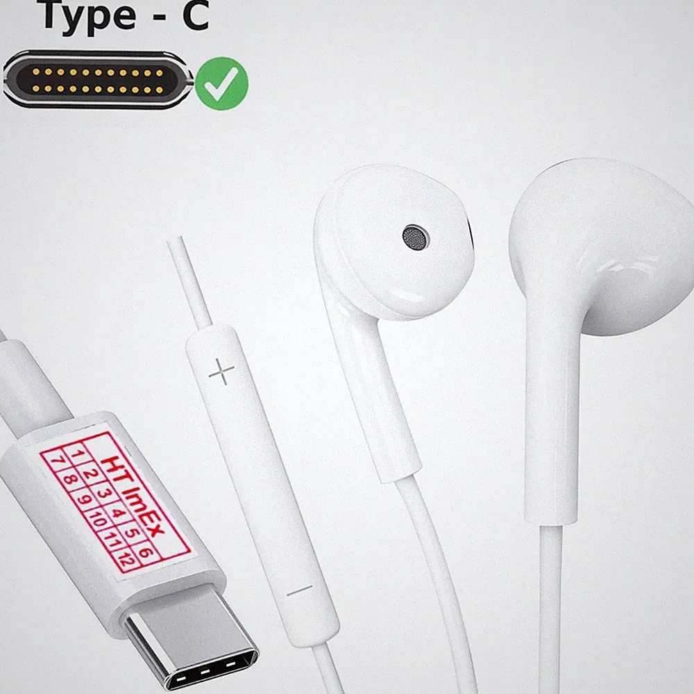 In-Ear Kopfhörer mit Mikrofon und Lautstärkeregler kompatibel mit USB-C Geräten