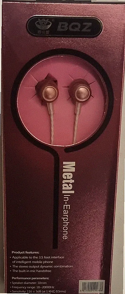 In-Ear-Kopfhörer rosa, 3.5mm, Mikrofon, 10mm Treiber, 32 Ohm 116dB Headset