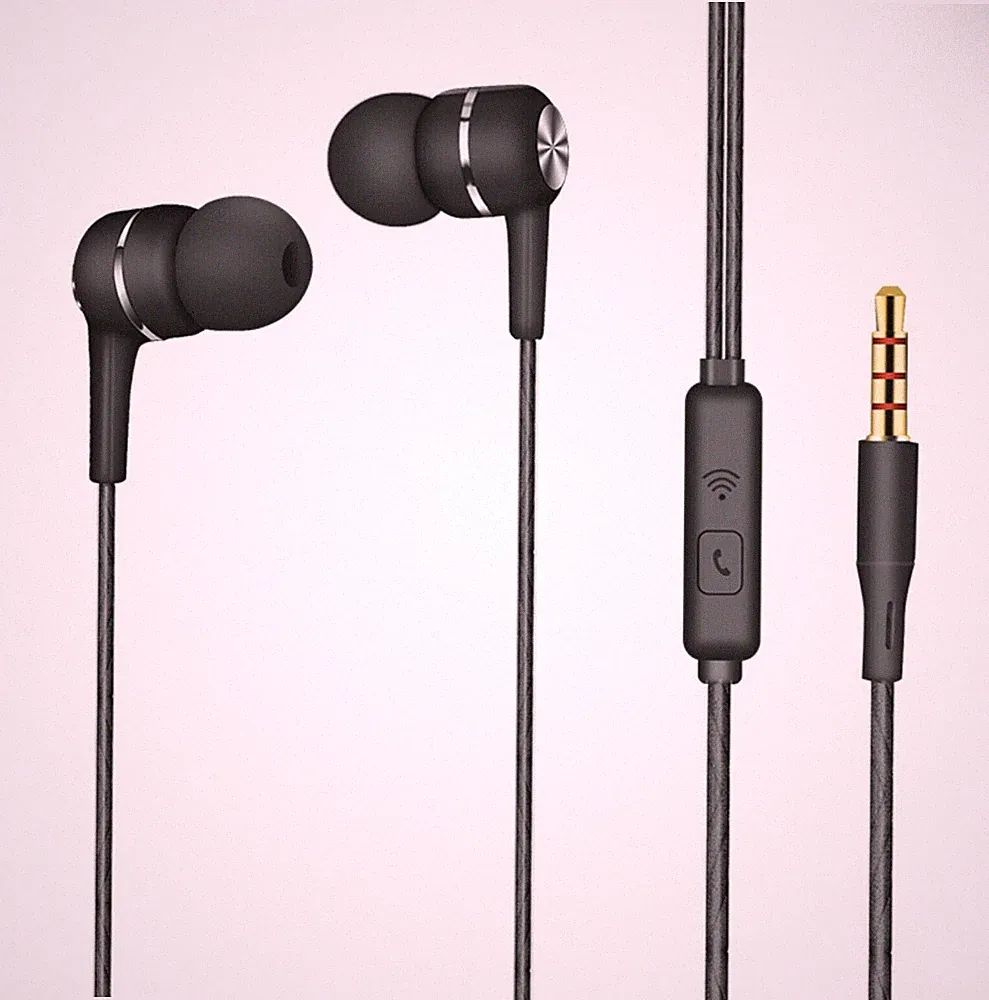In-Ear Kopfhörer Stereo Sport Bass Ohrstöpsel Mikrofonkopfhörer Headset Schwarz