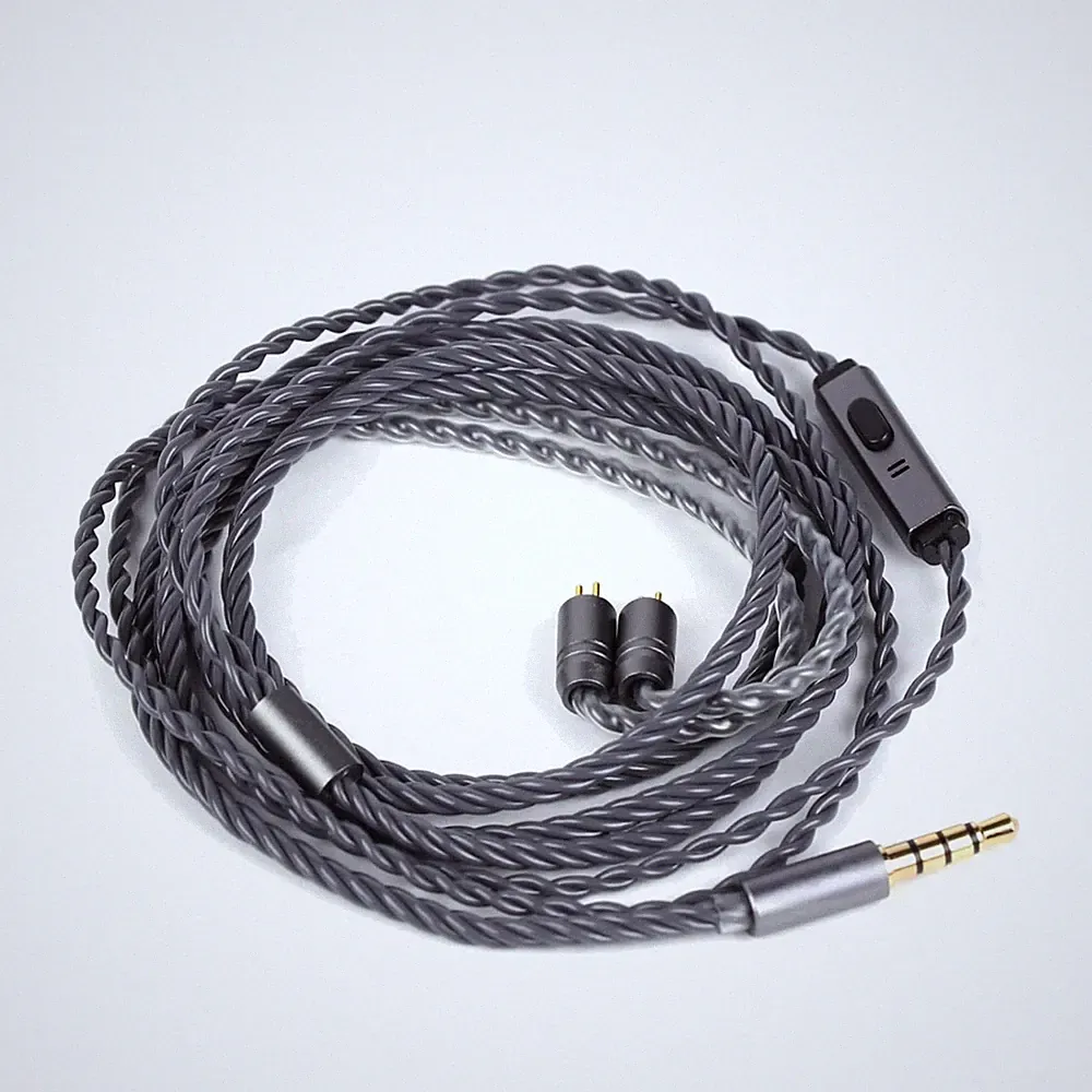 In-Ear Kopfhörerkabel mit Mikrofon, Silberbeschichtet OFC