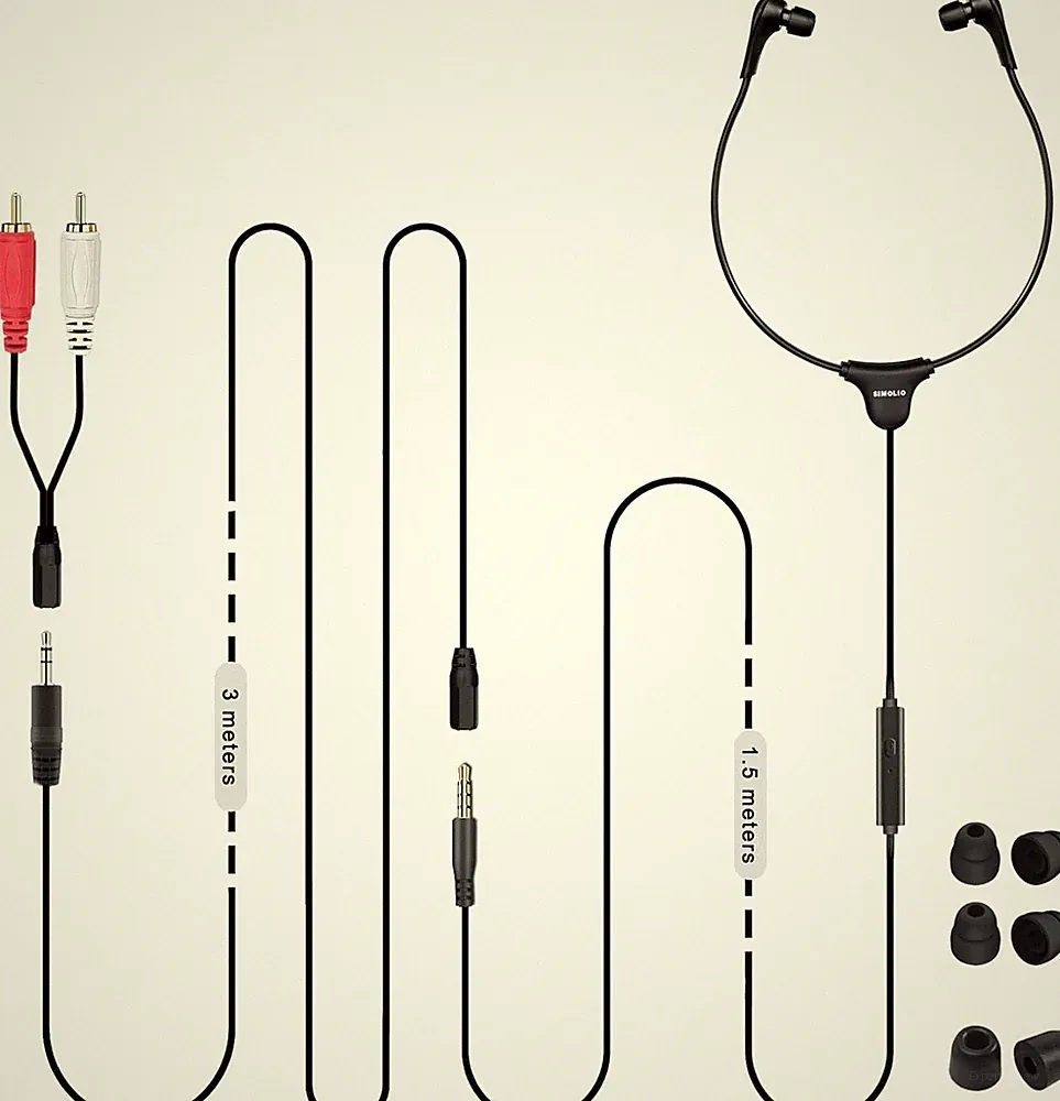 In-Ear TV Kopfhörer mit 4,9ft Kabel & 10ft Verlängerung - Stethoskop-Form