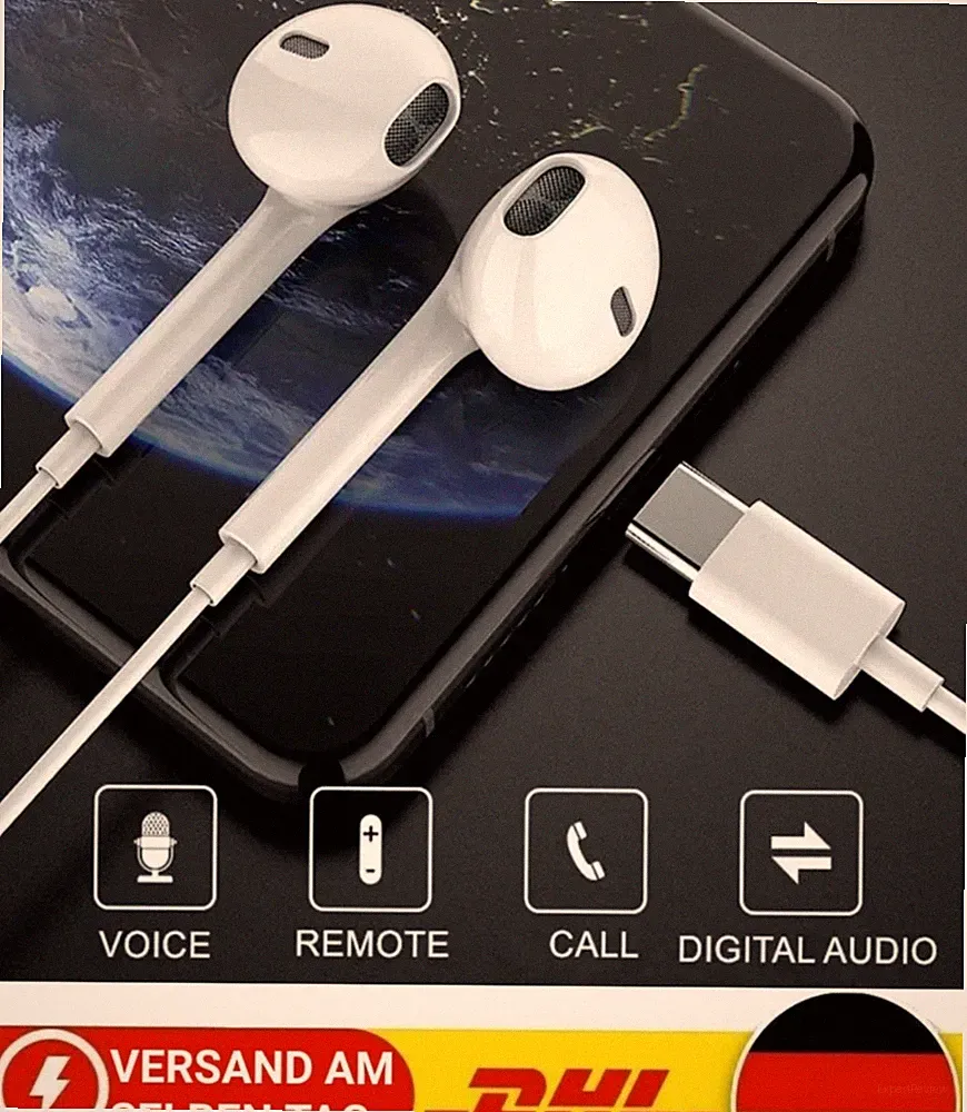 In-Ear USB-C Kopfhörer - für iOS für Samsung / Android usw. -Weiß - NEU