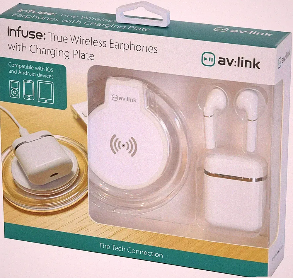 InFuse: True Wireless Kopfhörer mit kabelloser Ladeplatte (WEISS)