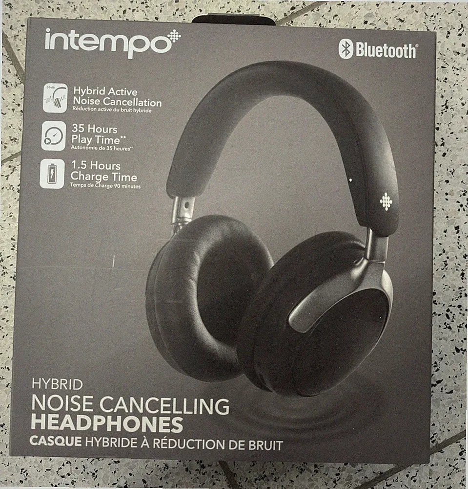 Intempo Bluetooth Kopfhörer mit Hybrid Active Noise Cancelling –35 Std. Akku–Neu