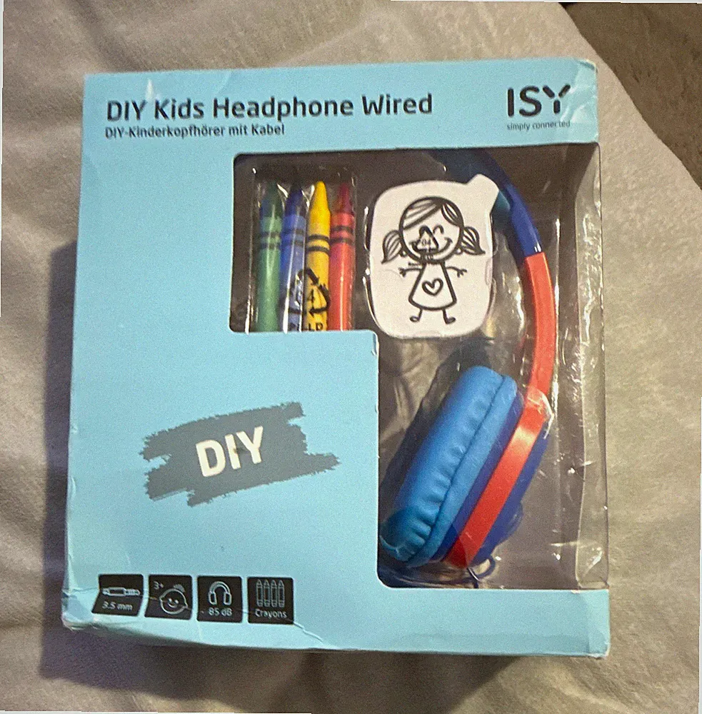 ISY DIY Kids Headphone Wired On-Ear Kopfhörer 3,5 mm Stereo 32 Ohm Blau/Rot