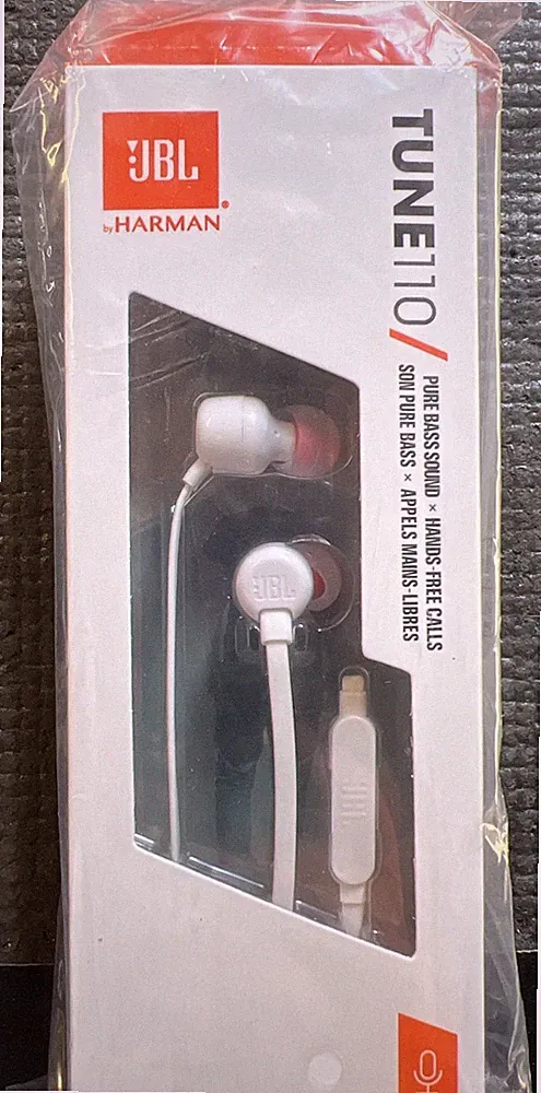 JBL Harman Tune 110 In-Ear Kopfhörer Kabelgebunden Weiß Brandneu Versiegelt
