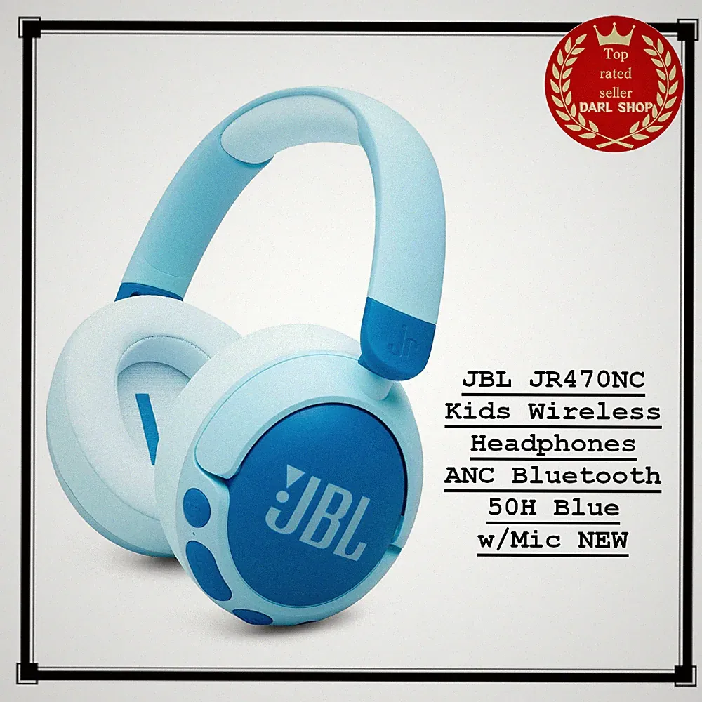 JBL JR470NC Kinder Kabellose Kopfhörer ANC Bluetooth 50H Blau mit Mikrofon NEU