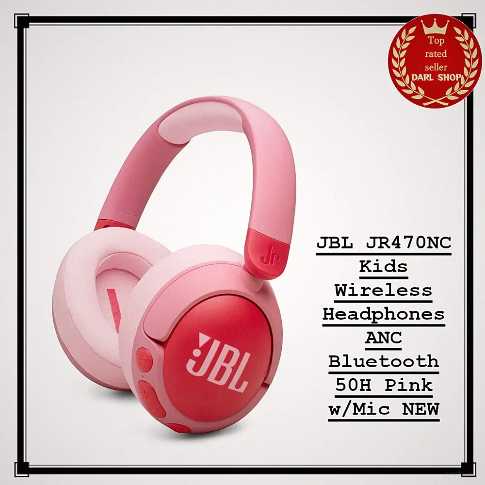 JBL JR470NC Kinder Kabellose Kopfhörer ANC Bluetooth 50H Pink mit Mikrofon NEU