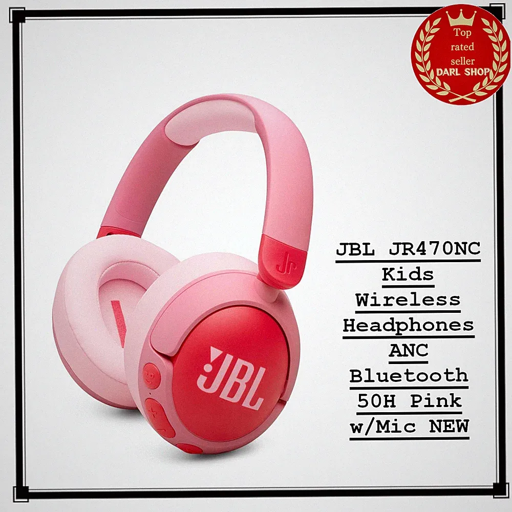 JBL JR470NC Kinder Kabellose Kopfhörer ANC Bluetooth 50H Pink mit Mikrofon NEU