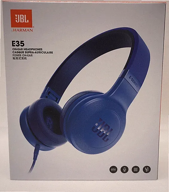 JBL Kabelgebundene On-Ear Kopfhörer mit 1-Tasten Fernbedienung & Mikrofon - E35 Blau NEU