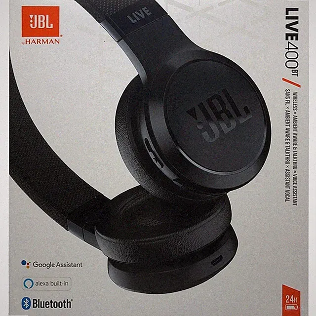 JBL Live 400BT kabelloser On-Ear Bluetooth-Kopfhörer mit Sprachassistent schwarz