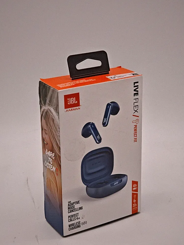 JBL Live Flex In-Ear Bluetooth Kopfhörer Blau ANC 40h Wie Neu OVP beschädigt TOP