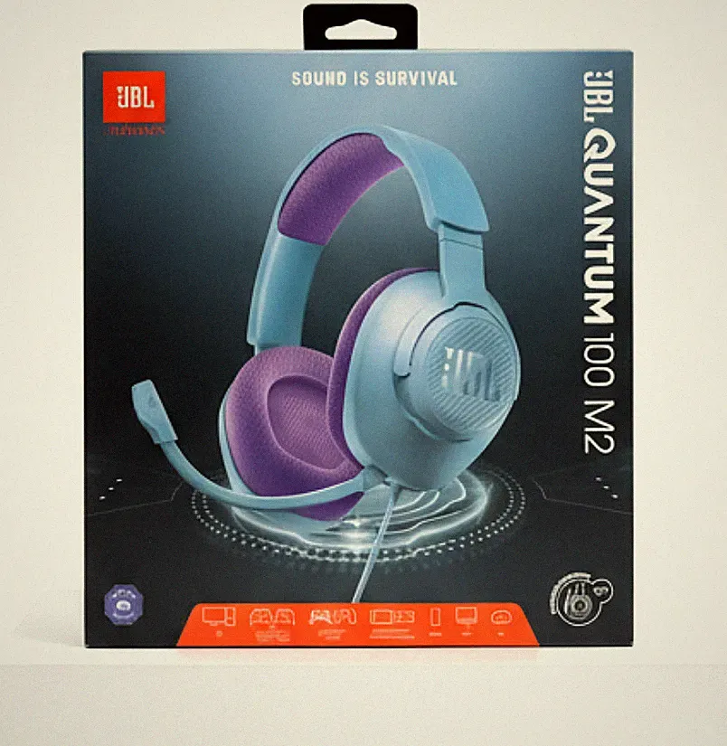 JBL Quantum 100M2 Gaming Headset Cyan Over-Ear PS5 Xbox PC 3.5mm Mikrofon