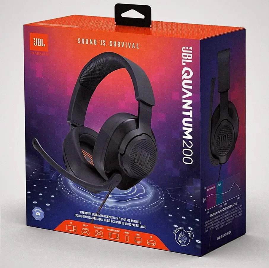 JBL Quantum 200 Over-Ear Gaming Headset / schwarz.