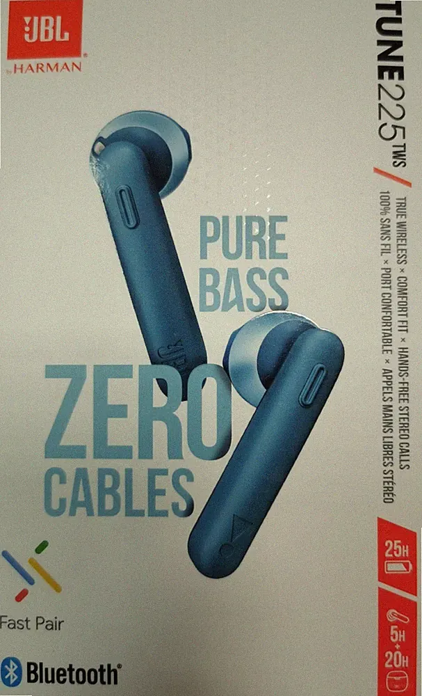 JBL Tune 225 TWS Lifestyle Bluetooth Kopfhörer blau Sport 5h inkl. Ladecase OVP