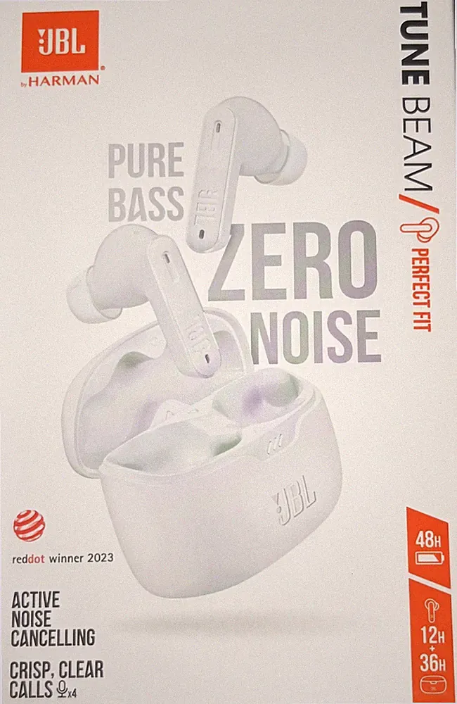 JBL Tune Beam True Wireless In-Ear Kopfhörer mit Noise Cancelling, Weiß / NEU