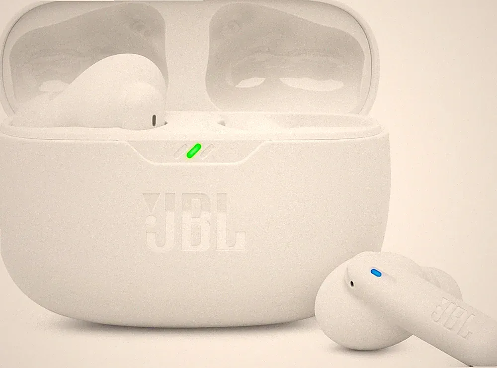 JBL Wave Beam 2 ANC Bluetooth In-Ear Kopfhörer Weiß IP54 leicht gebraucht