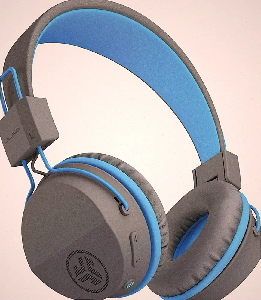 JLab Bluetooth Kopfhörer Kinder, JBuddies kopfhörer kabellos Blau Grau