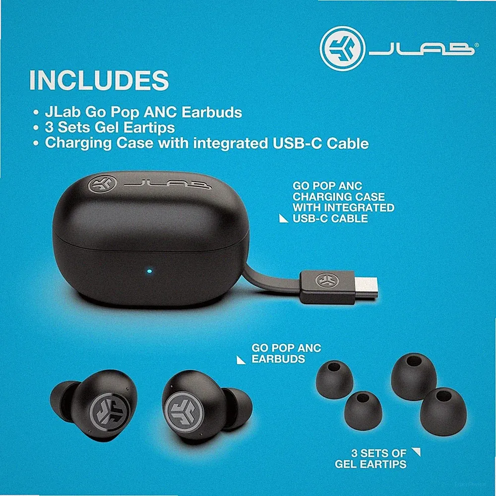 JLab Go Pop ANC Active Noise Cancelling Earbuds TWS NEU VERSIEGELT Ohrhörer