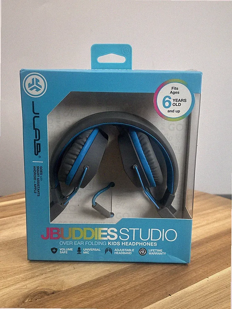JLab Jbuddies Studio Over Ear faltbare Jungen Kinder grau/blau Kopfhörer 6 Jahre +