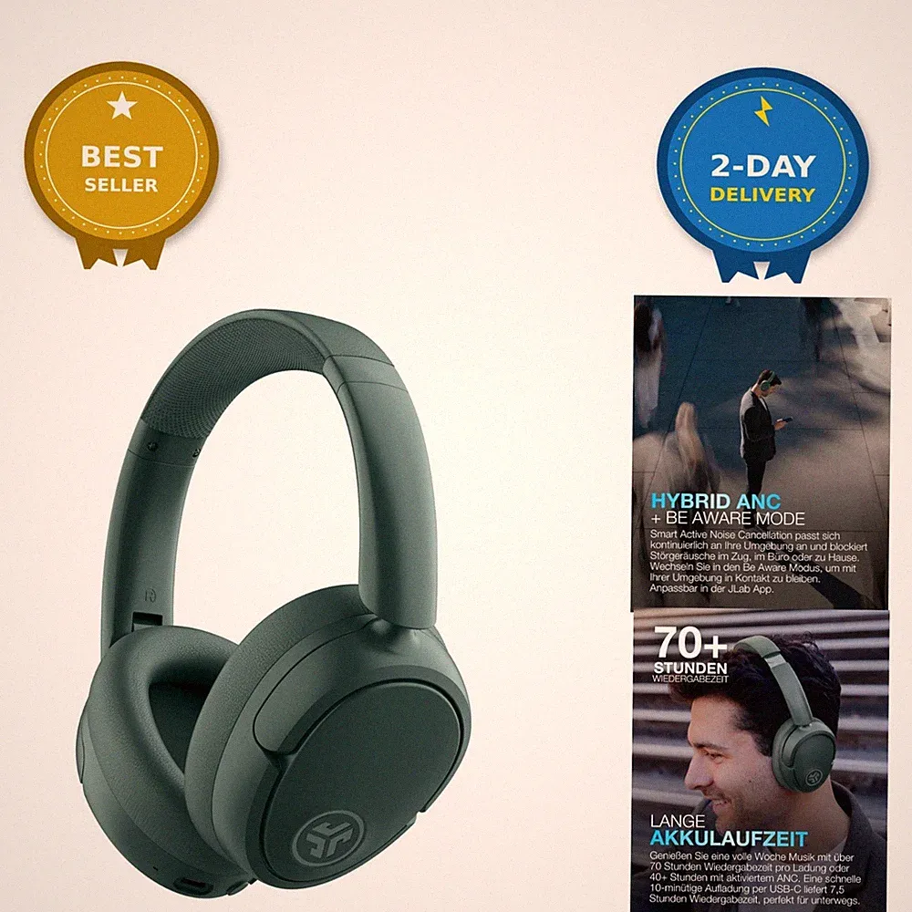 JLab JBuds LUX ANC Kopfhörer Over Ear Bluetooth Noise Cancelling Salbei
