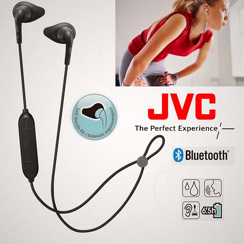 JVC HA-EN15W-B-U Sport-Kopfhörer Bluetooth IPX2 Freisprechfunktion Fernbedienung