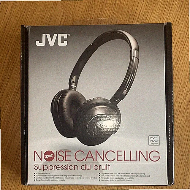 JVC HA-NC250 Kabelgebundene Noise Cancelling Kopfhörer & Tasche in Schwarz Neu