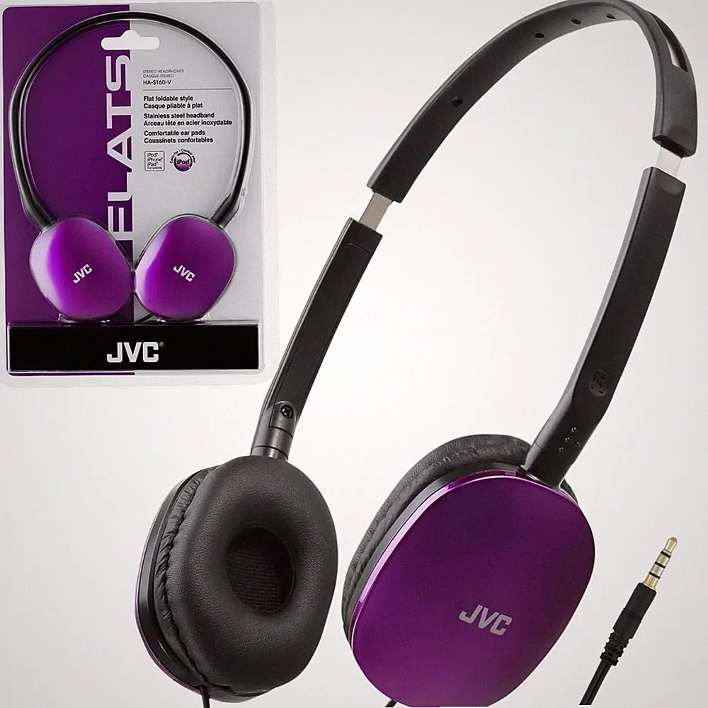 JVC HAS160V flache leichte faltbare Kopfhörer On Ear Einheitsgröße, violett